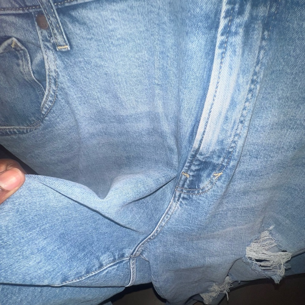 a.n.a Blue Relaxed Jeans with Distressed Details - Picture 2 of 5